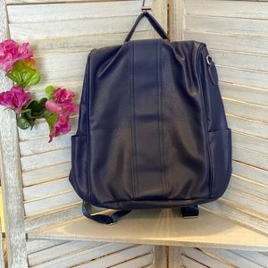Navy Faux Leather Backpack Bag